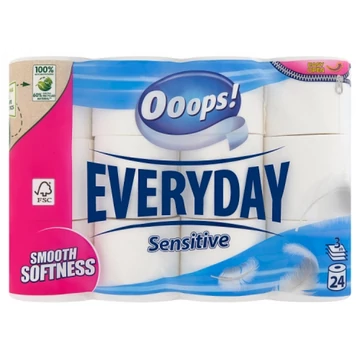 Ooops! Everyday Sensitive toalettpapír 3 rétegű 24 tekercs
