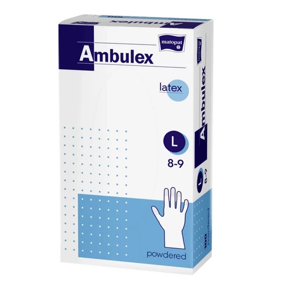 GUMIKESZTYŰ AMBULEX LATEX 100DB PÚDERES L-ES