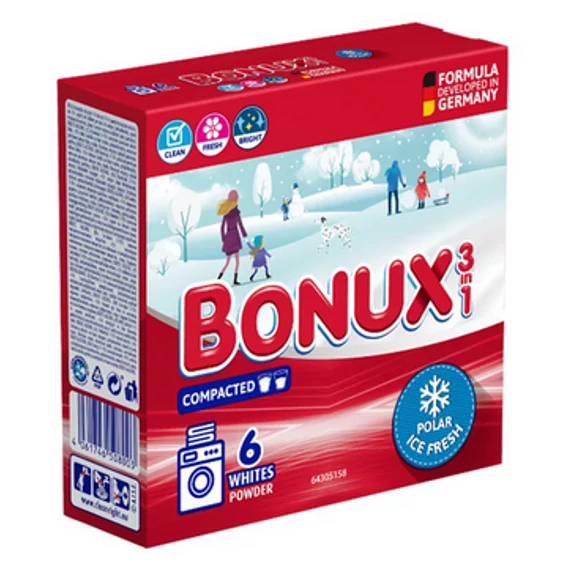 Bonux Mosópor dobozos gépi 6 mosás 390 g 3in1 Polar Ice Fresh