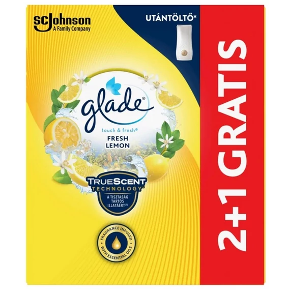 Glade Touch & Fresh Fresh Lemon koncentrált aeroszolos légfrissítő utántöltő 3 x 10 ml (30 ml)