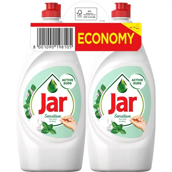 JAR 2 x 900 ml Sensitive Tea Tree & Mint