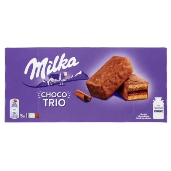 Milka Choco Trio alpesi tejcsokoládéval mártott kakaós krémmel töltött piskóta 150 g