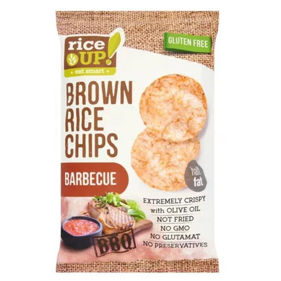 RiceUp! Eat Smart teljes kiőrlésű barna rizs chips barbecue ízesítéssel 60 g