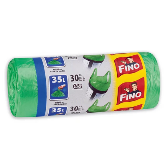 FINO Smart Köthető füles szemeteszsák 35 L 30 db/tekercs 49 x 60cm,  zöld színű