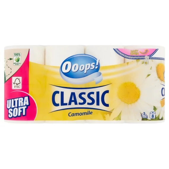 Ooops! Classic Camomile toalettpapír 3 rétegű 8 tekercs