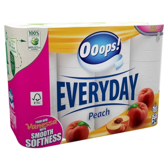 Ooops! Everyday Peach toalettpapír 3 rétegű 24 tekercs