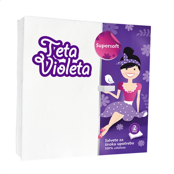 VIOLETA Szalvéta 25 darab 2 Réteg 38 x 38 cm - Fehér