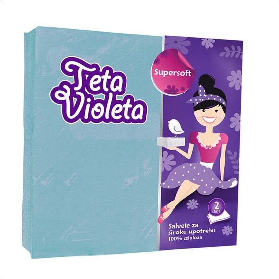 VIOLETA Szalvéta 25 darab 2 Réteg 38 x 38 cm - Kék