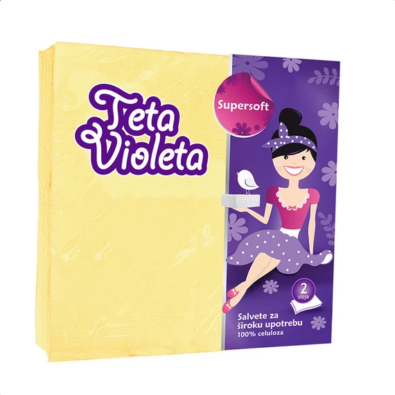 VIOLETA Szalvéta 25 darab 2 Réteg 38 x 38 cm - Sárga