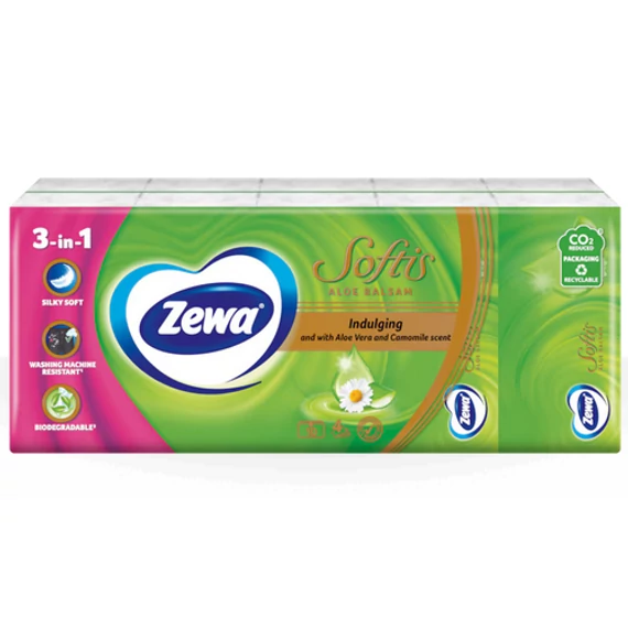 ZEWA SOFTIS PAPÍR ZSEBKENDŐ 10 * 9 DB 4 RÉTEG ALOE BALSAM