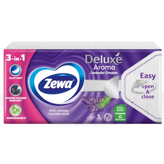 ZEWA DELUXE PAPÍR ZSEBKENDŐ 90 DB LAVENDER DREAMS