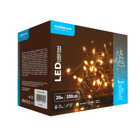 MODEE KARÁCSONYI LED FÜZ. PLASTIC ADAPTERES 200LED